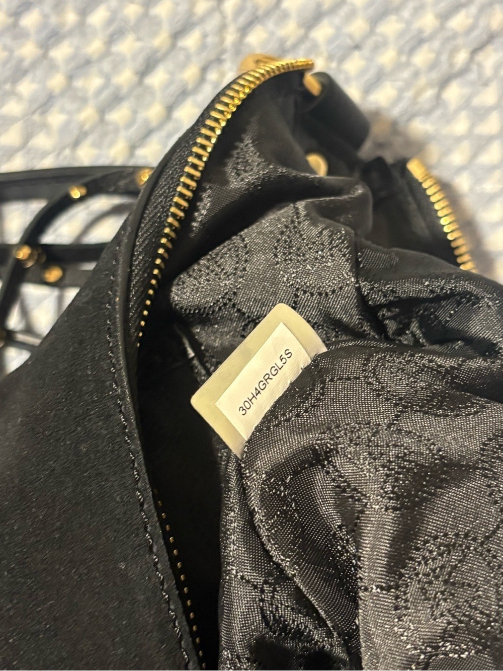 Michael Kors Riley Black Suede Fringe Whipstitch Hobo Crossbody Bag 30H4GRGL5S - Picture 8 of 8